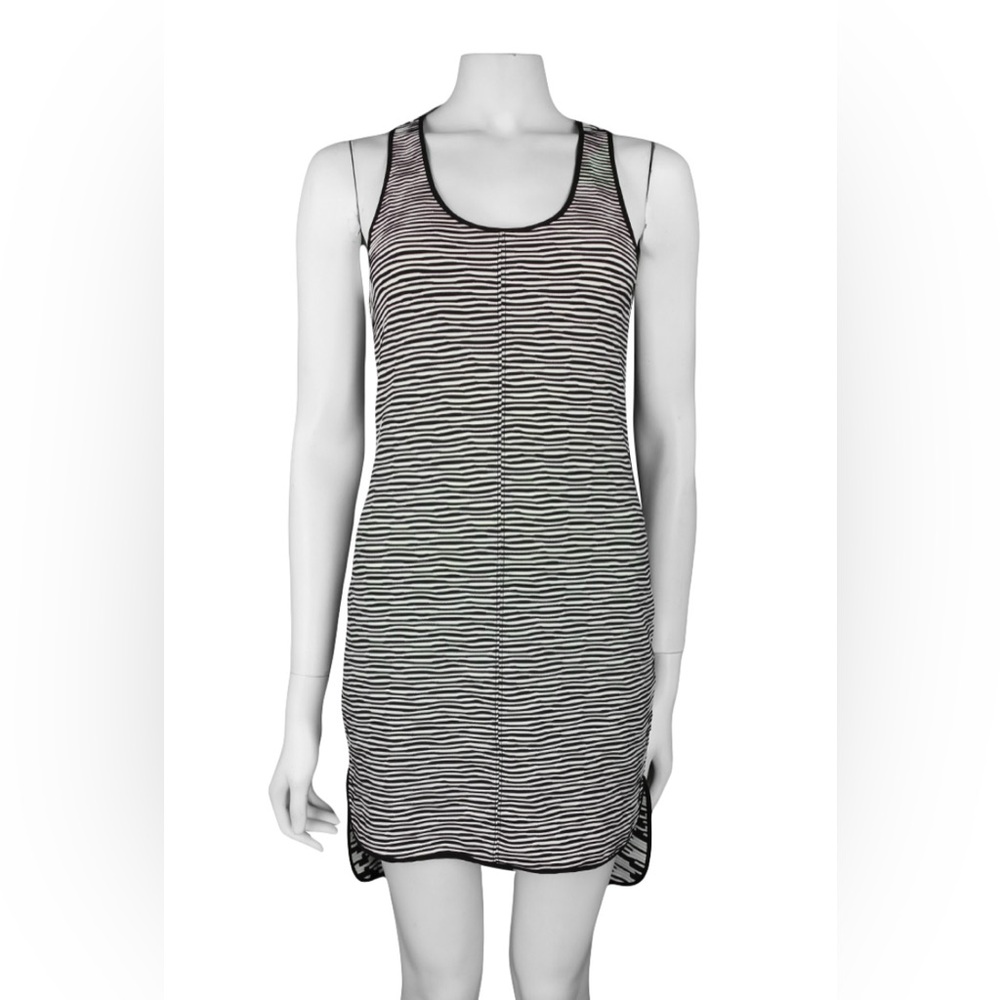 Silence + Noise Black and White Striped Textured Tank Dress